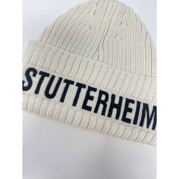 Stutterheim Cream Ivory Merino Wool Big L Beanie Off-white Knit Hat Winter main image 3